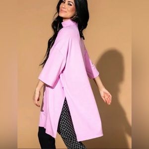 dressed in lala icon mock neck in pink